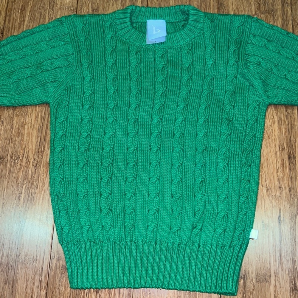 Bella bliss kids green cable knit crew neck sweater size 8 NWOT